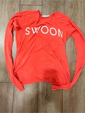 Wildfox Coral Orange 'SWOON' Crewneck Sweater 0554